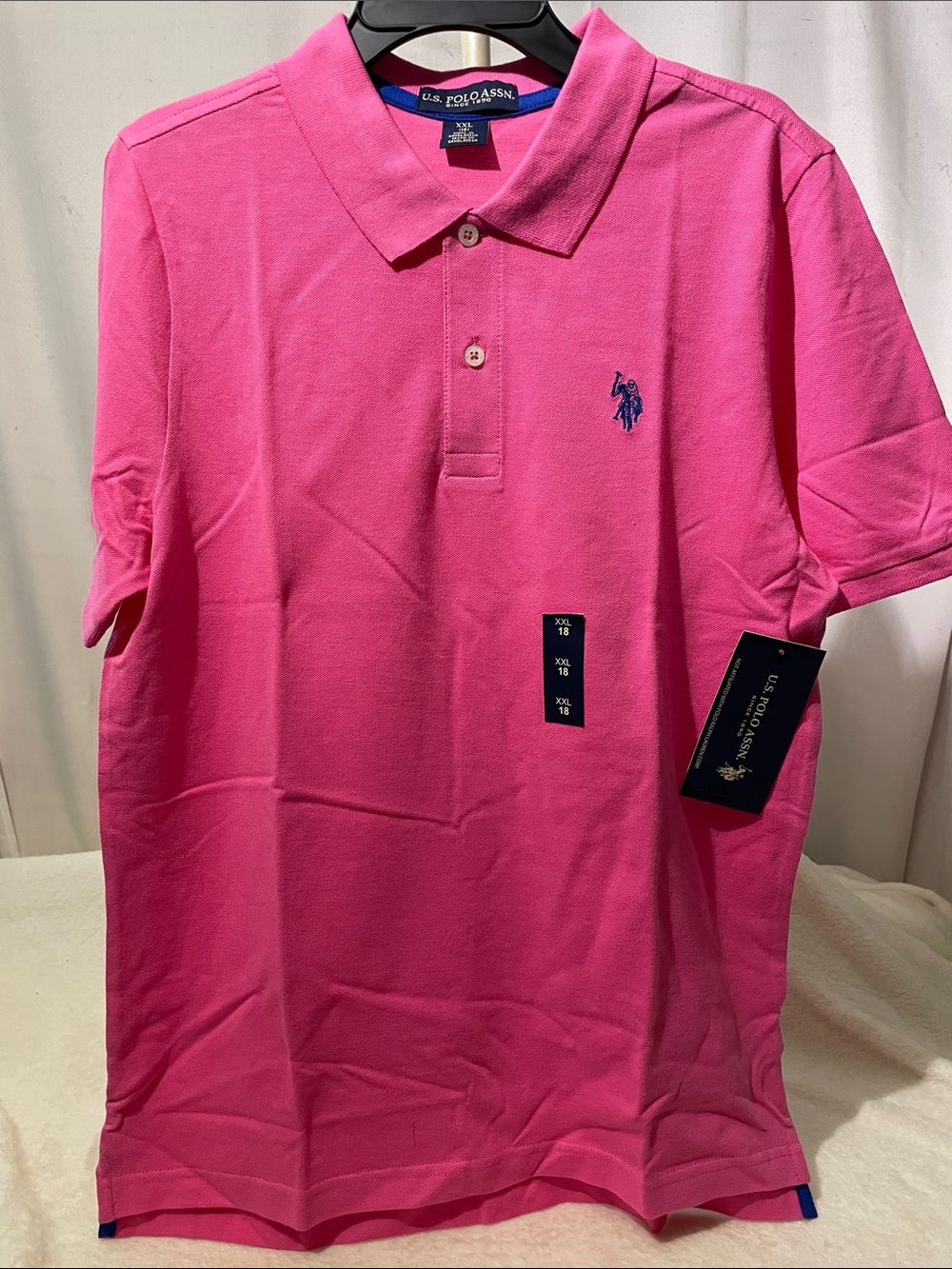 U.S. Polo Assn. Bright Pink Short-Sleeve Polo with Navy Logo
